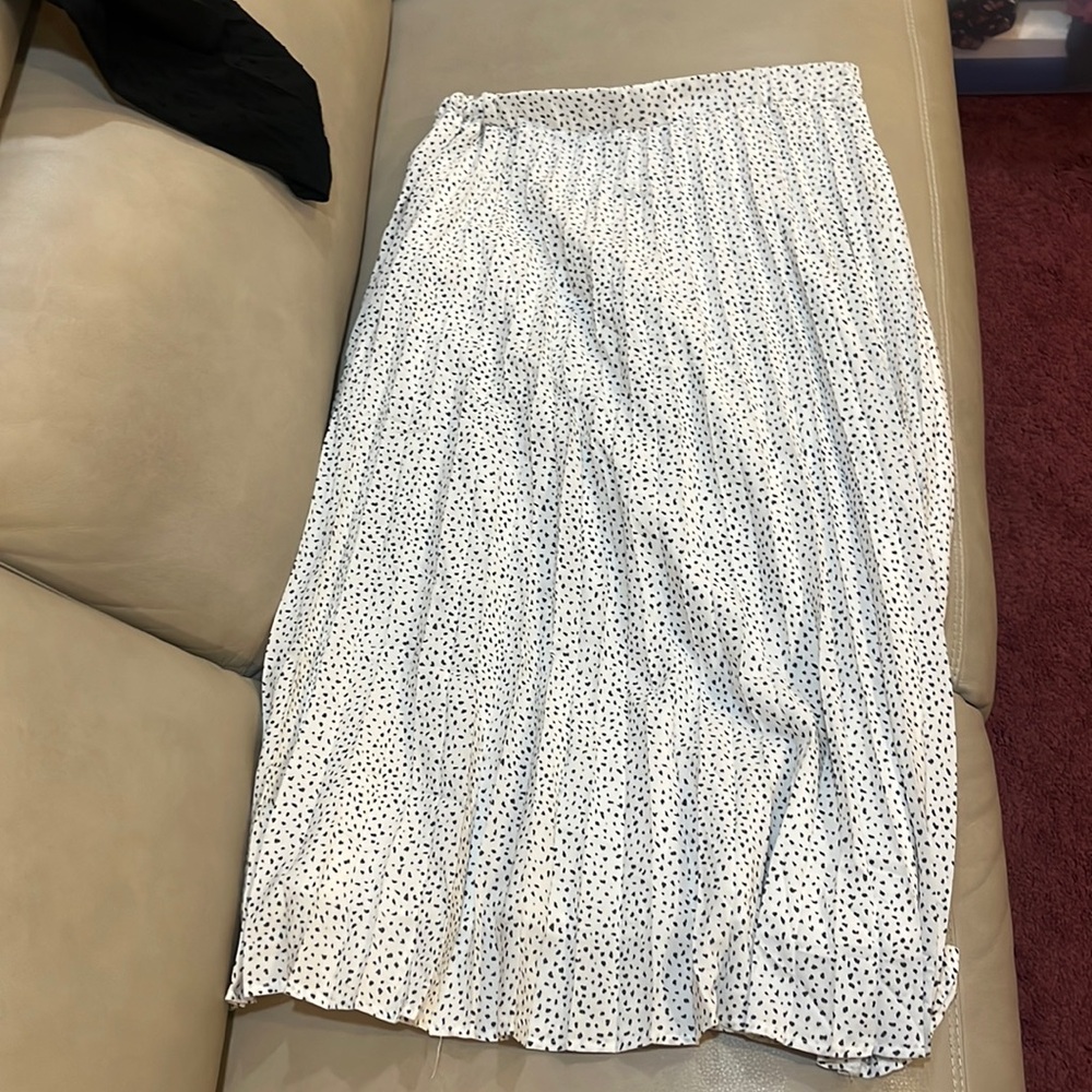 A new day long white and gray dot skirt